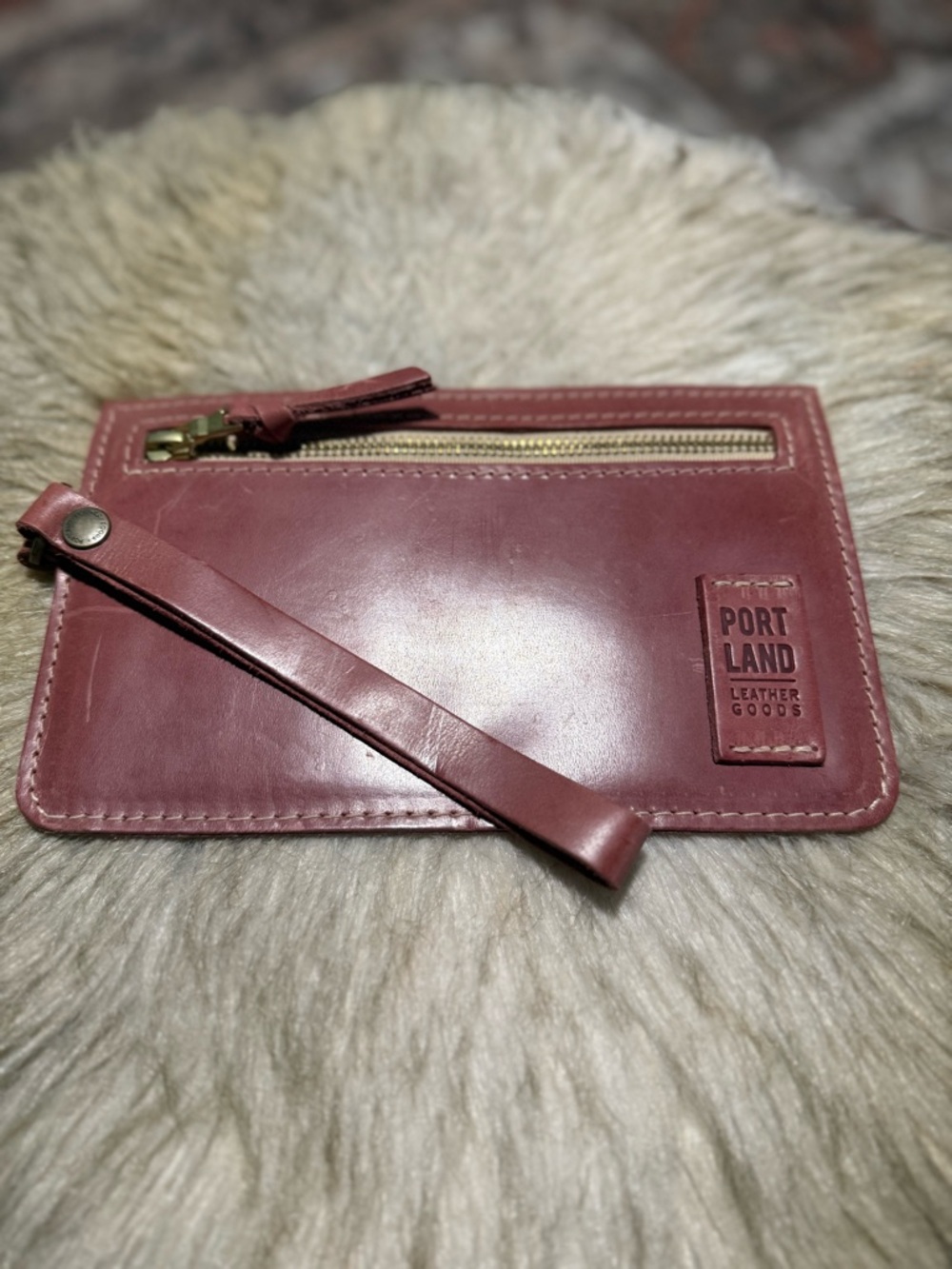 Portland Leather Goods Adrianna Wallet Wristlet RARE Retired Peony Pink Mauve